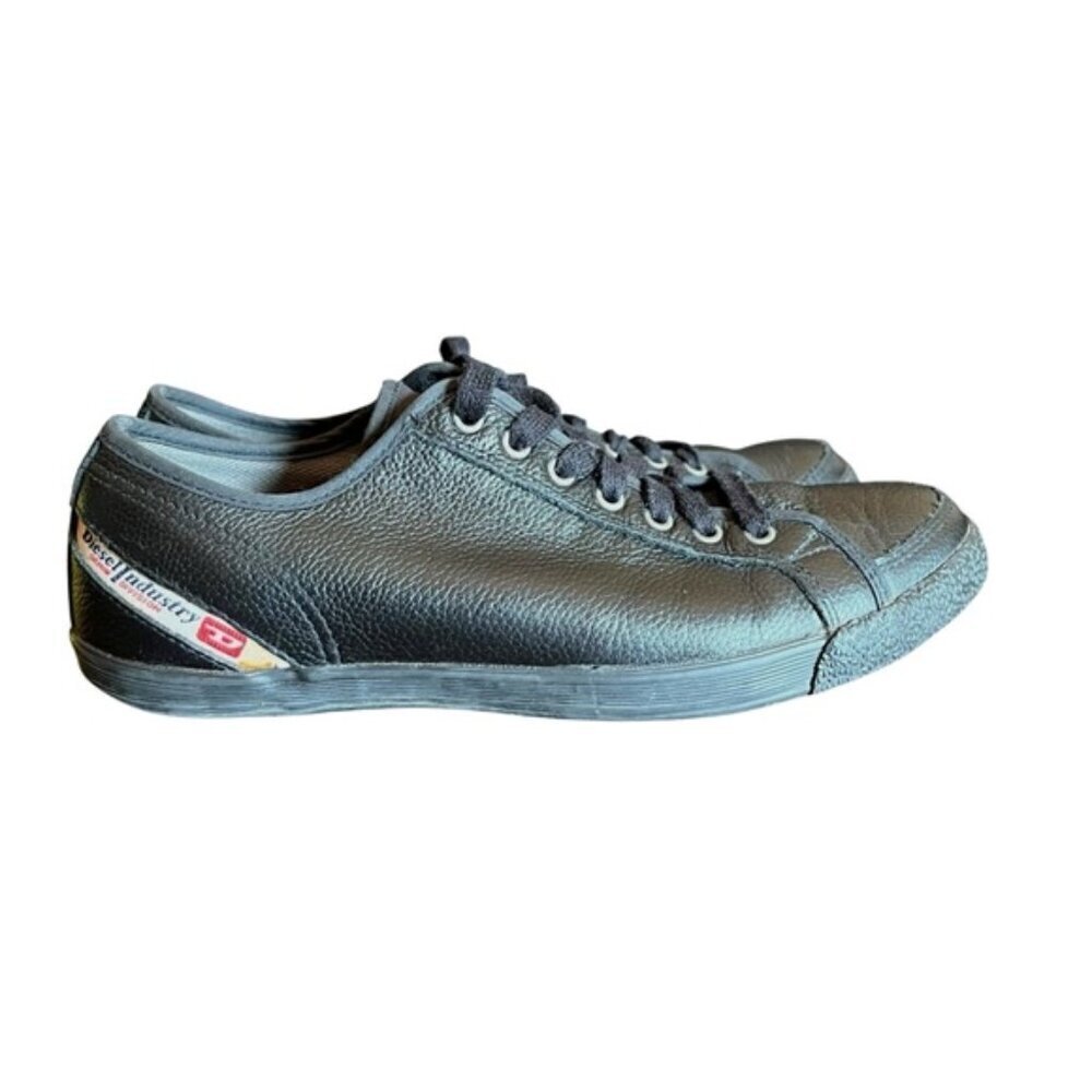Diesel Industry Nostalgia Leather Sneakers Black US 9 Y2K